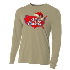 Trump Election Map Merry Christmas Holiday Santa Hat Xmas Cooling Performance Long Sleeve Crew