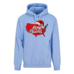 Trump Election Map Merry Christmas Holiday Santa Hat Xmas Unisex Surf Hoodie