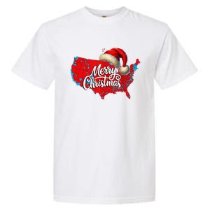 Trump Election Map Merry Christmas Holiday Santa Hat Xmas Garment-Dyed Heavyweight T-Shirt