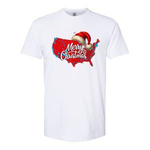 Trump Election Map Merry Christmas Holiday Santa Hat Xmas Softstyle CVC T-Shirt