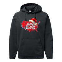 Trump Election Map Merry Christmas Holiday Santa Hat Xmas Performance Fleece Hoodie