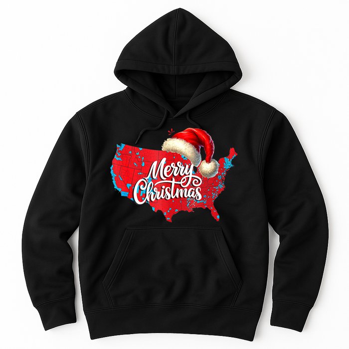 Trump Election Map Merry Christmas Holiday Santa Hat Xmas Hoodie