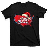 Trump Election Map Merry Christmas Holiday Santa Hat Xmas T-Shirt