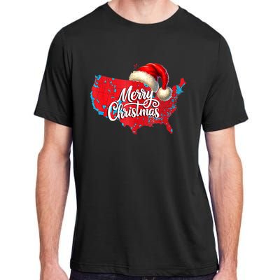 Trump Election Map Merry Christmas Holiday Santa Hat Xmas Adult ChromaSoft Performance T-Shirt