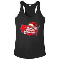 Trump Election Map Merry Christmas Holiday Santa Hat Xmas Ladies PosiCharge Competitor Racerback Tank