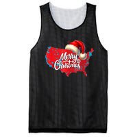 Trump Election Map Merry Christmas Holiday Santa Hat Xmas Mesh Reversible Basketball Jersey Tank