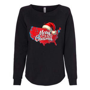 Trump Election Map Merry Christmas Holiday Santa Hat Xmas Womens California Wash Sweatshirt