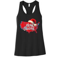 Trump Election Map Merry Christmas Holiday Santa Hat Xmas Women's Racerback Tank