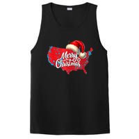 Trump Election Map Merry Christmas Holiday Santa Hat Xmas PosiCharge Competitor Tank