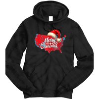 Trump Election Map Merry Christmas Holiday Santa Hat Xmas Tie Dye Hoodie