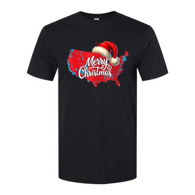 Trump Election Map Merry Christmas Holiday Santa Hat Xmas Softstyle CVC T-Shirt