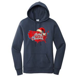 Trump Election Map Merry Christmas Holiday Santa Hat Xmas Women's Pullover Hoodie