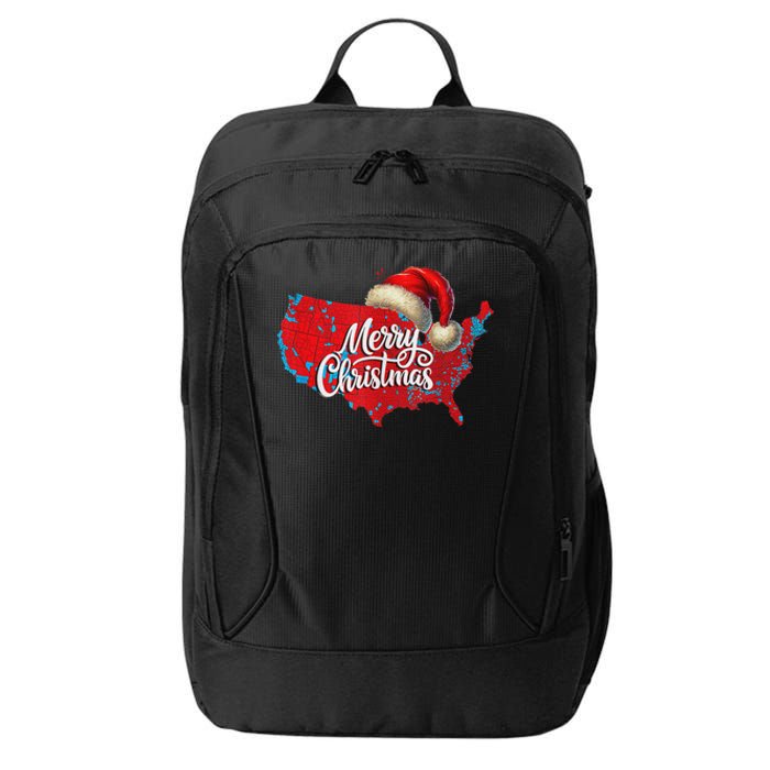 Trump Election Map Merry Christmas Holiday Santa Hat Xmas City Backpack