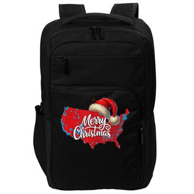 Trump Election Map Merry Christmas Holiday Santa Hat Xmas Impact Tech Backpack