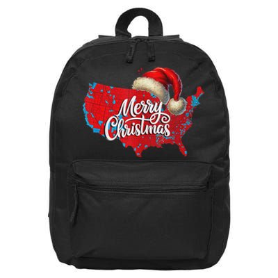 Trump Election Map Merry Christmas Holiday Santa Hat Xmas 16 in Basic Backpack