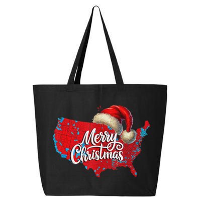 Trump Election Map Merry Christmas Holiday Santa Hat Xmas 25L Jumbo Tote