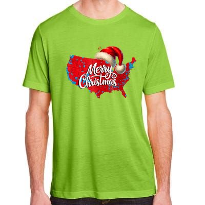 Trump Election Map Merry Christmas Holiday Santa Hat Xmas Adult ChromaSoft Performance T-Shirt