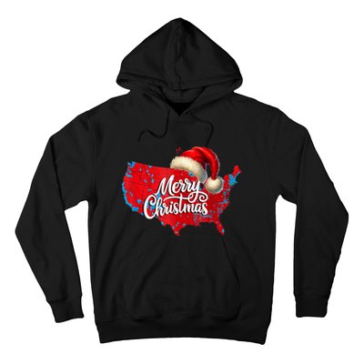 Trump Election Map Merry Christmas Holiday Santa Hat Xmas Hoodie