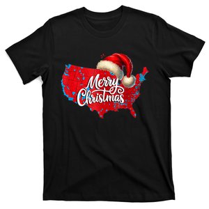 Trump Election Map Merry Christmas Holiday Santa Hat Xmas T-Shirt