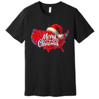 Trump Election Map Merry Christmas Holiday Santa Hat Xmas Premium T-Shirt