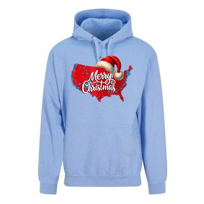 Trump Election Map Merry Christmas Holiday Santa Hat Xmas Unisex Surf Hoodie