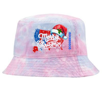 Trump Election Map Merry Christmas Holiday Santa Hat Xmas Tie-Dyed Bucket Hat