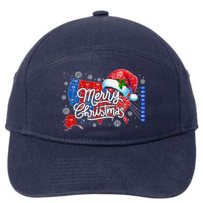 Trump Election Map Merry Christmas Holiday Santa Hat Xmas 7-Panel Snapback Hat