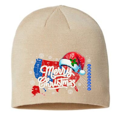 Trump Election Map Merry Christmas Holiday Santa Hat Xmas Sustainable Beanie