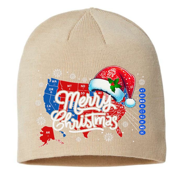 Trump Election Map Merry Christmas Holiday Santa Hat Xmas Sustainable Beanie