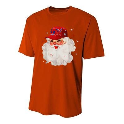 Trump Election Map Merry Christmas Holiday Santa Hat Xmas Performance Sprint T-Shirt