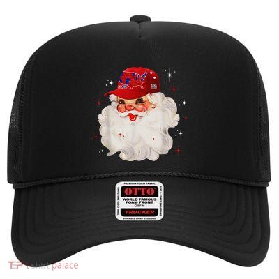 Trump Election Map Merry Christmas Holiday Santa Hat Xmas High Crown Mesh Back Trucker Hat