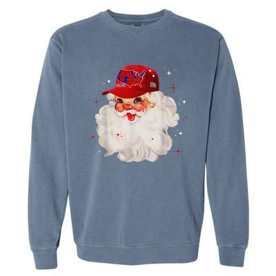 Trump Election Map Merry Christmas Holiday Santa Hat Xmas Garment-Dyed Sweatshirt