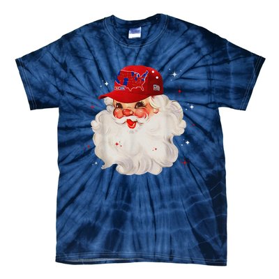 Trump Election Map Merry Christmas Holiday Santa Hat Xmas Tie-Dye T-Shirt