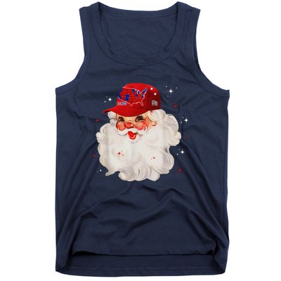 Trump Election Map Merry Christmas Holiday Santa Hat Xmas Tank Top