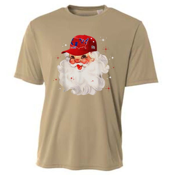 Trump Election Map Merry Christmas Holiday Santa Hat Xmas Cooling Performance Crew T-Shirt