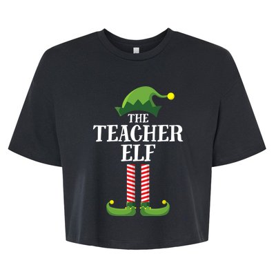 Teacher Elf Matching Family Group Christmas Party Bella+Canvas Jersey Crop Tee