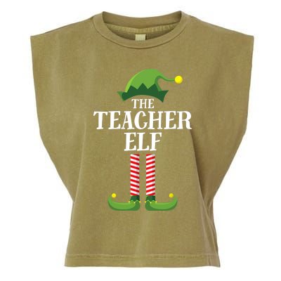 Teacher Elf Matching Family Group Christmas Party Garment-Dyed Women's Muscle Tee