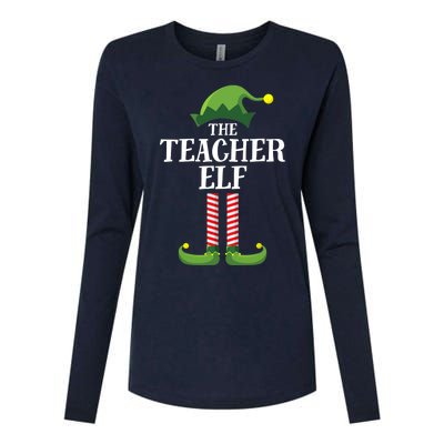 Teacher Elf Matching Family Group Christmas Party Womens Cotton Relaxed Long Sleeve T-Shirt