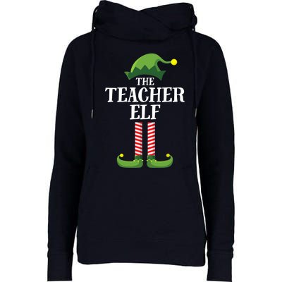 Teacher Elf Matching Family Group Christmas Party Womens Funnel Neck Pullover Hood