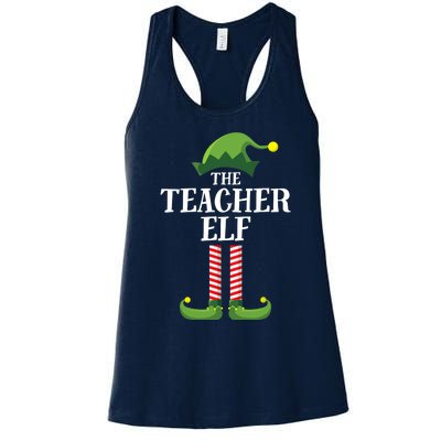 Teacher Elf Matching Family Group Christmas Party Women's Racerback Tank