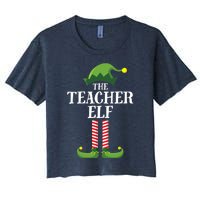 Teacher Elf Matching Family Group Christmas Party Women's Crop Top Tee