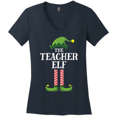 Teacher Elf Matching Family Group Christmas Party Women's V-Neck T-Shirt