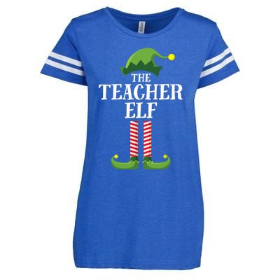 Teacher Elf Matching Family Group Christmas Party Enza Ladies Jersey Football T-Shirt