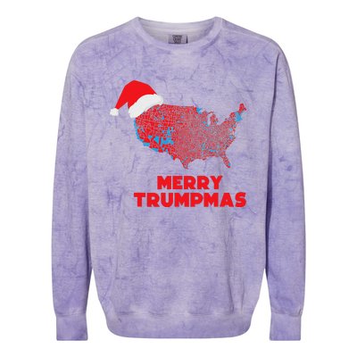 Trump Election Map Merry Christmas Holiday Santa Hat Xmas Colorblast Crewneck Sweatshirt