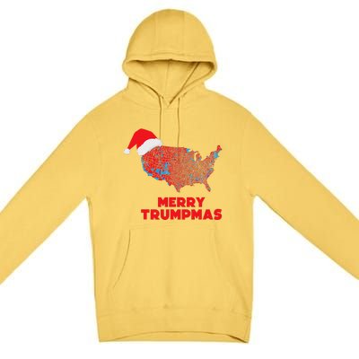 Trump Election Map Merry Christmas Holiday Santa Hat Xmas Premium Pullover Hoodie