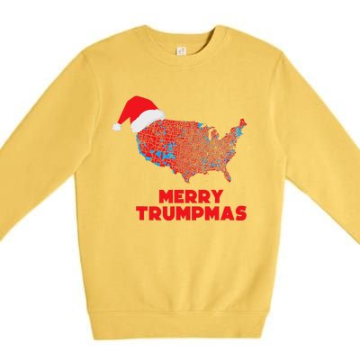 Trump Election Map Merry Christmas Holiday Santa Hat Xmas Premium Crewneck Sweatshirt