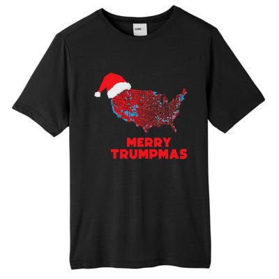 Trump Election Map Merry Christmas Holiday Santa Hat Xmas Tall Fusion ChromaSoft Performance T-Shirt