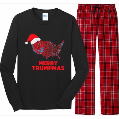 Trump Election Map Merry Christmas Holiday Santa Hat Xmas Long Sleeve Pajama Set