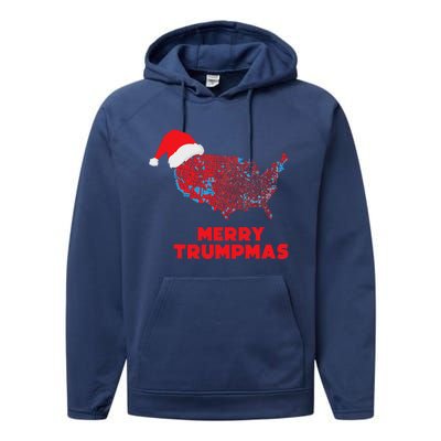 Trump Election Map Merry Christmas Holiday Santa Hat Xmas Performance Fleece Hoodie