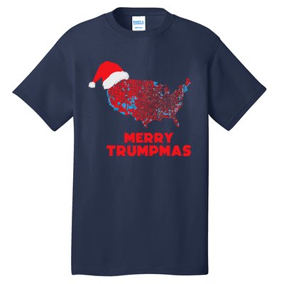 Trump Election Map Merry Christmas Holiday Santa Hat Xmas Tall T-Shirt